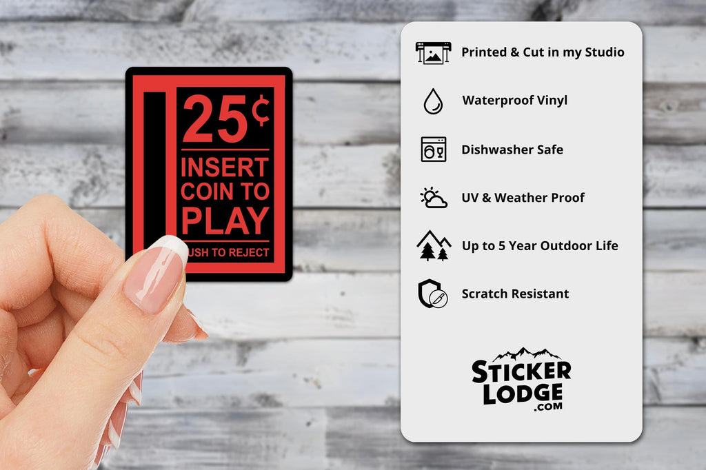Retro Arcade Insert Coin Vinyl Sticker
