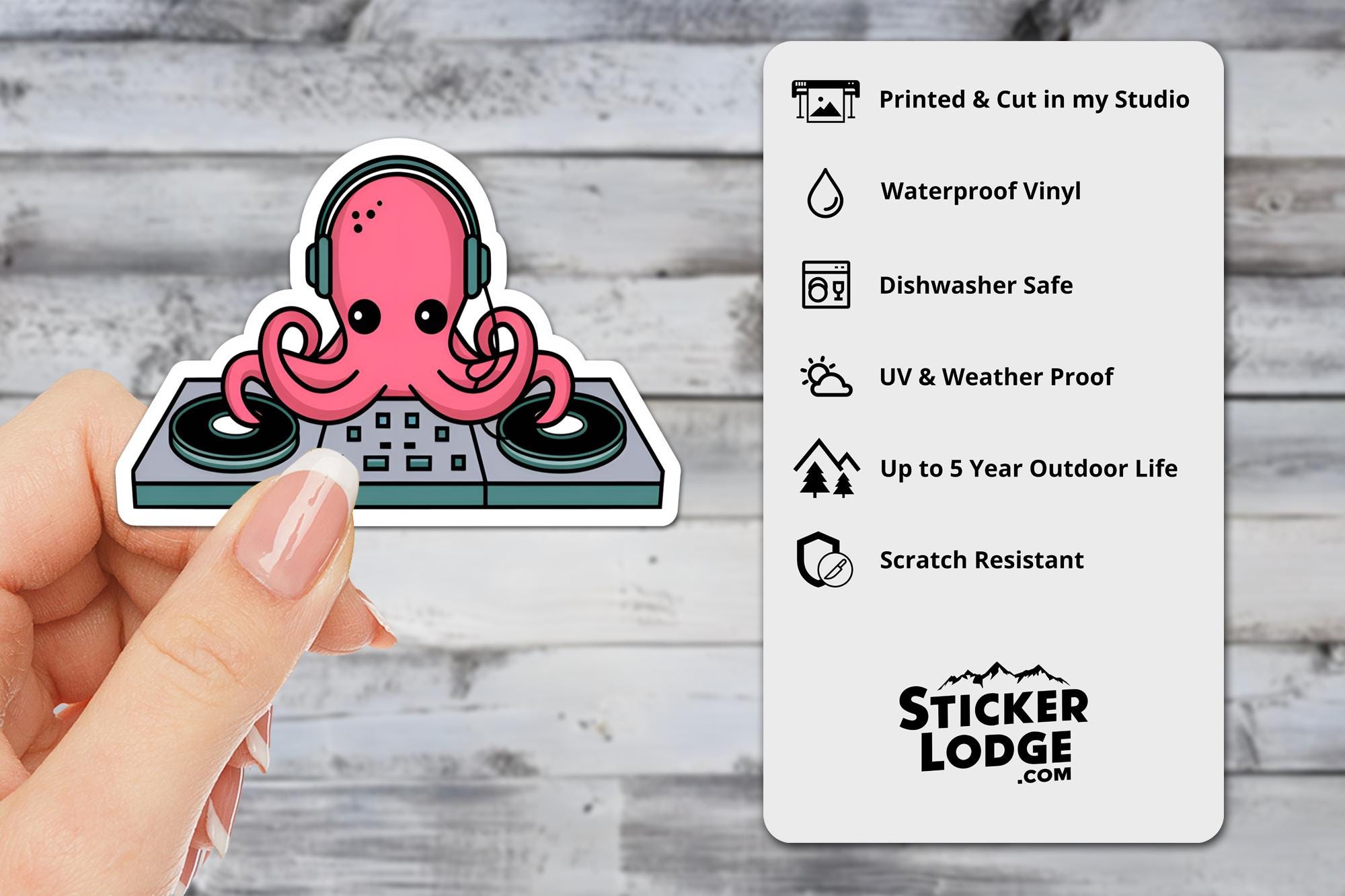 DJ Octopus Vinyl Sticker