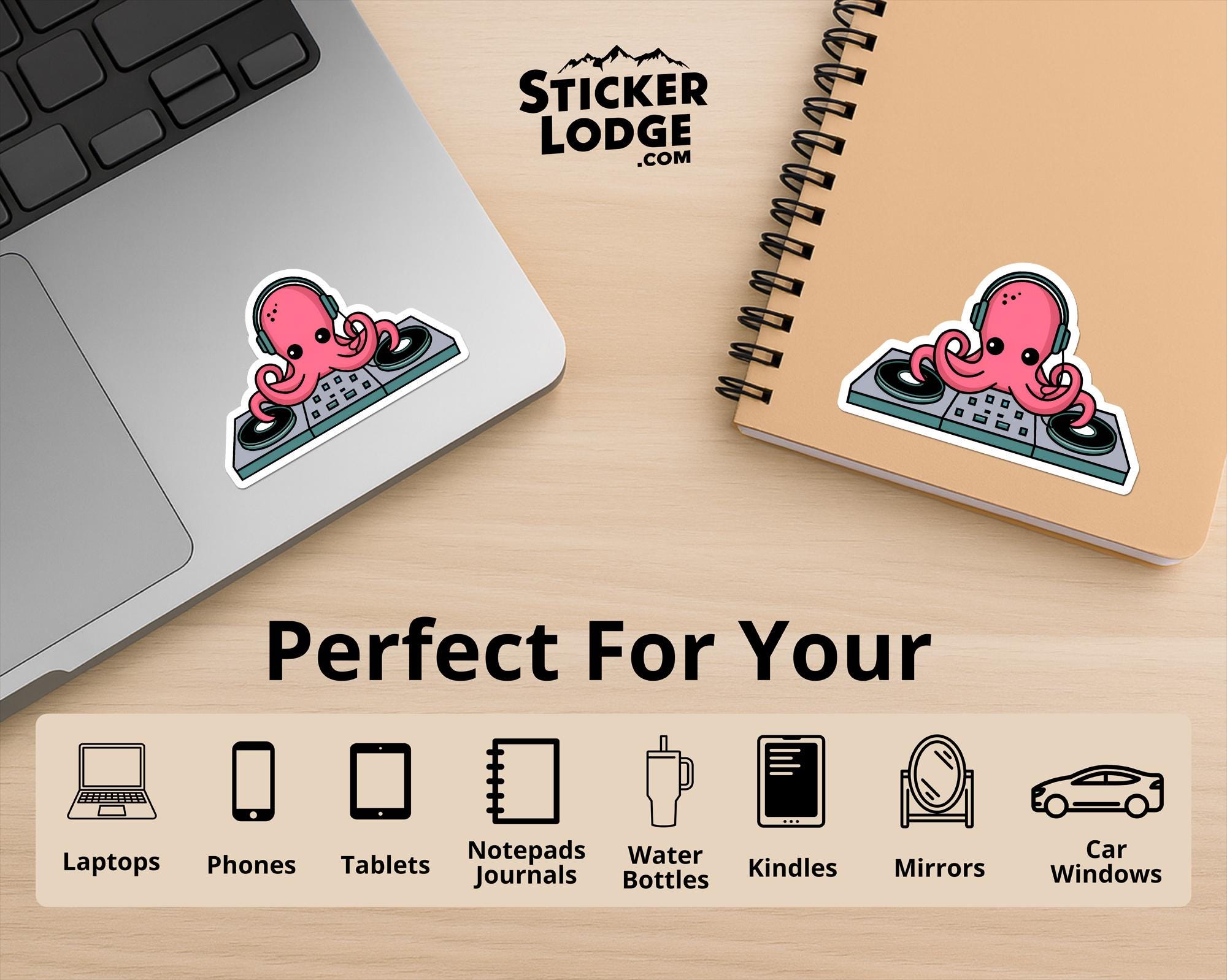 DJ Octopus Vinyl Sticker