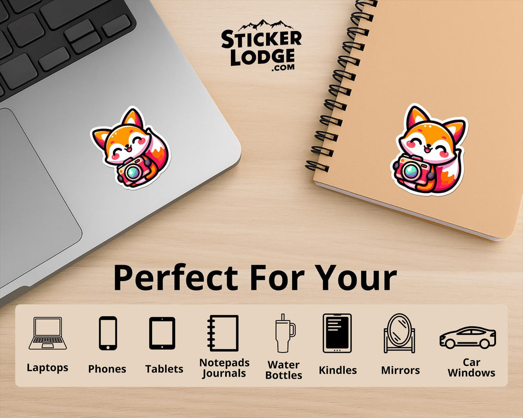 Kawaii Fox Photographer Vinyl Sticker
