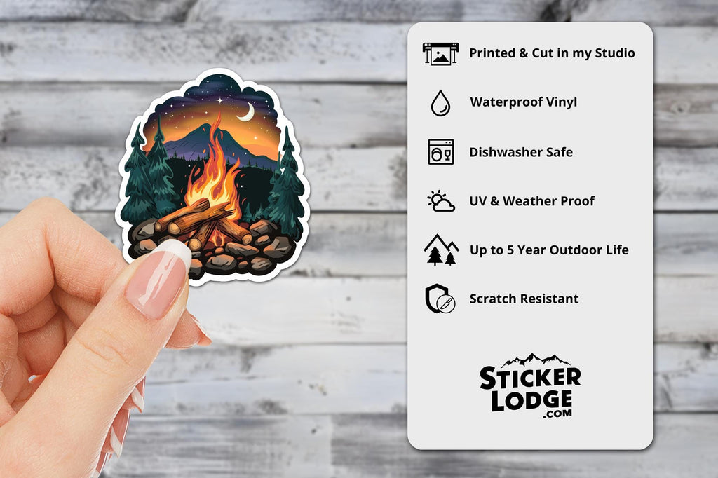 Campfire Under the Stars Vinyl Sticker