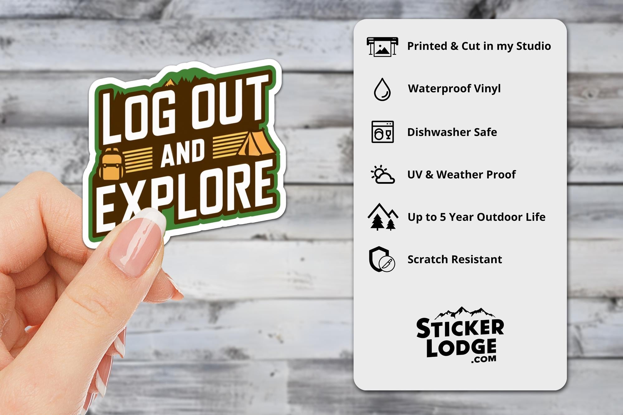 Log Out and Explore Vinyl Sticker