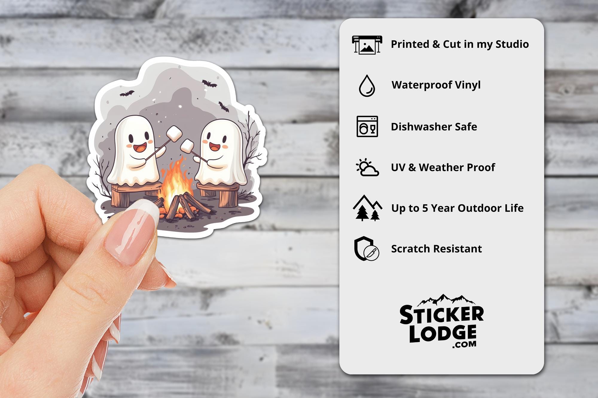 Halloween Ghost Campfire Vinyl Sticker