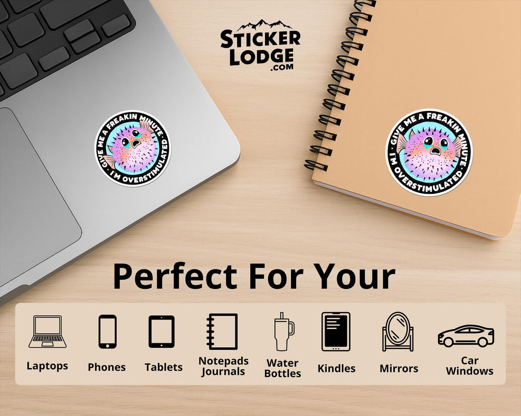 Overstimulated Pufferfish Vinyl Sticker