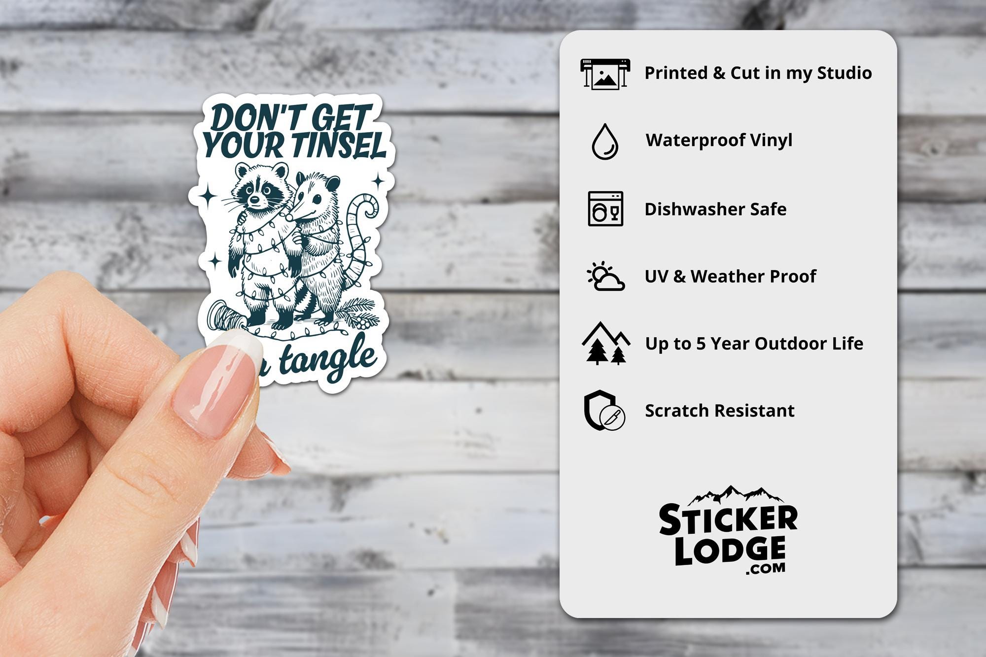Don't Get Your Tinsel In A Tangle Vinyl Sticker