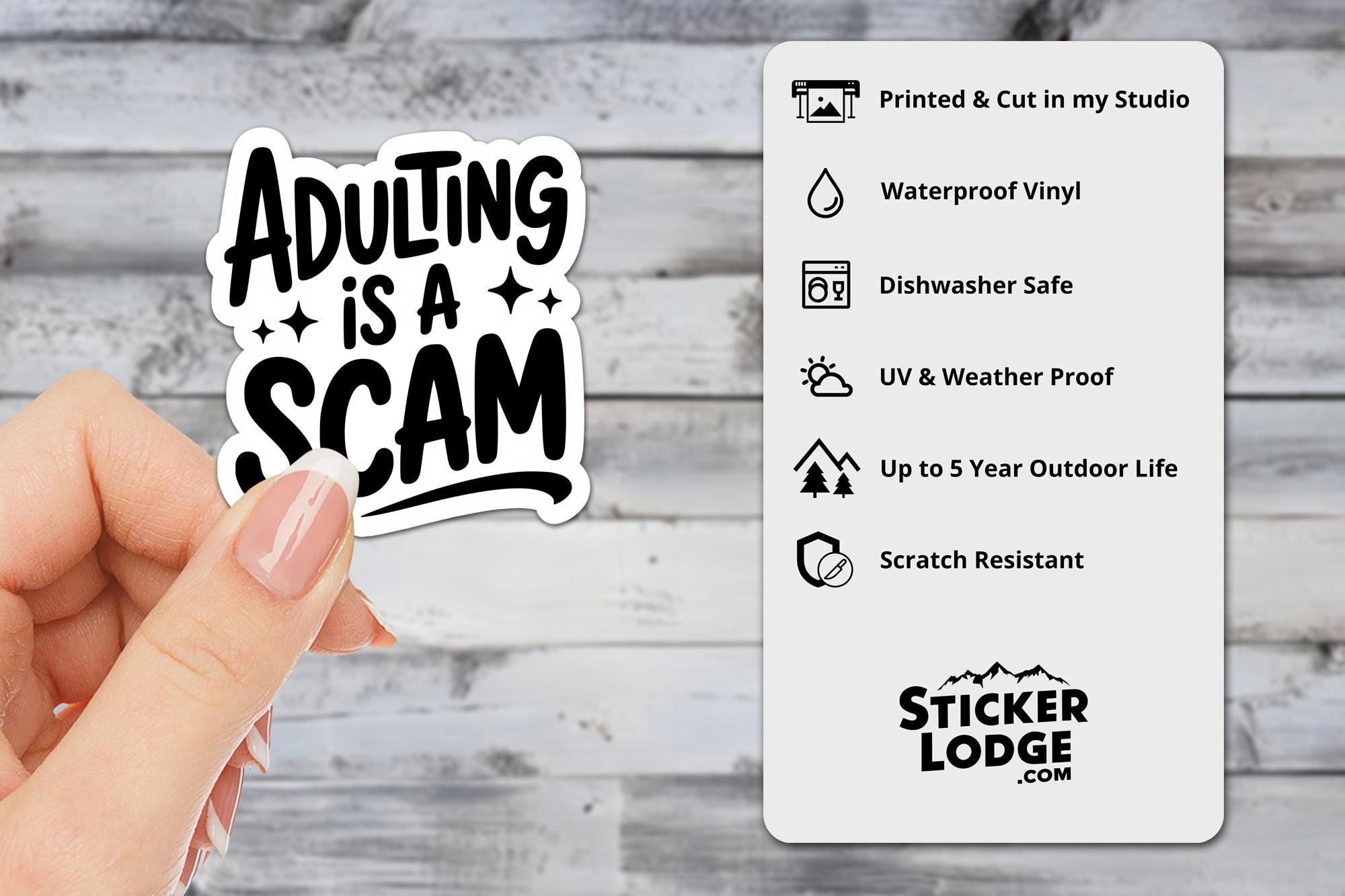 Adulting Is A Scam Vinyl Sticker