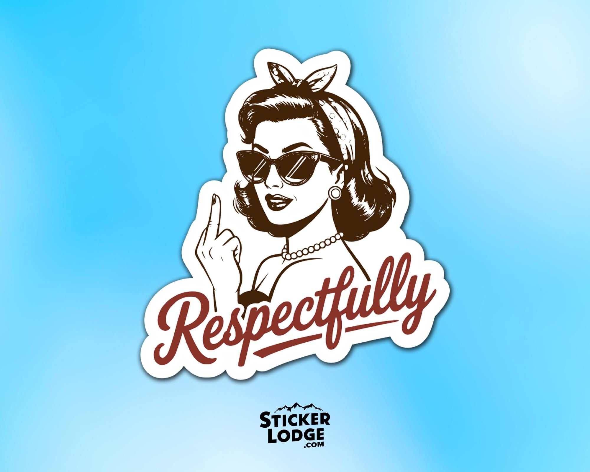 Respectfully Retro Sassy Middle Finger Vinyl Sticker