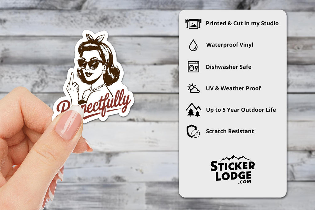 Respectfully Retro Sassy Middle Finger Vinyl Sticker