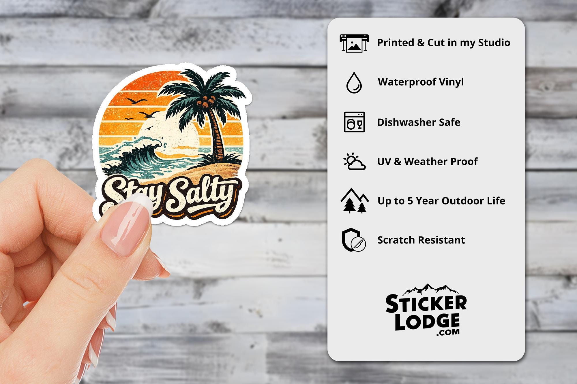 Stay Salty Retro Vintage Summer Beach Vinyl Sticker