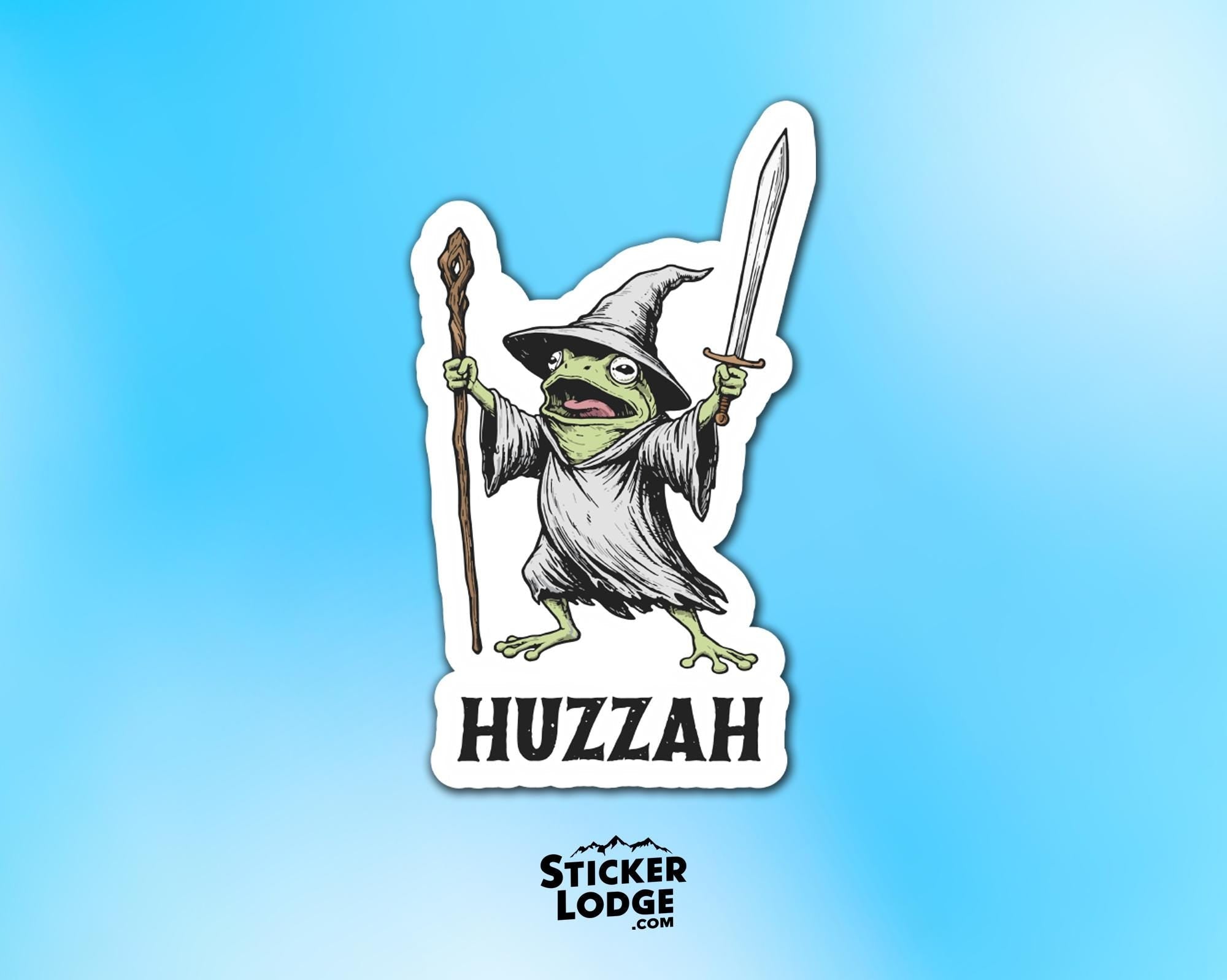 Huzzah Frog Wizard Vinyl Sticker
