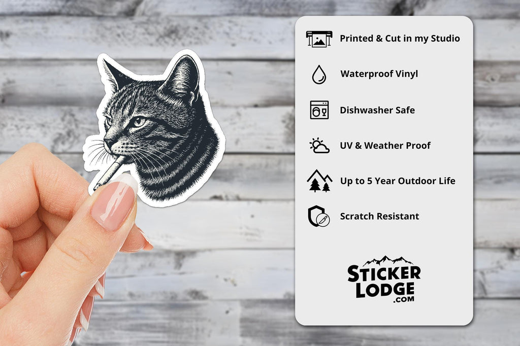 Smoking Cat Vinyl Sticker
