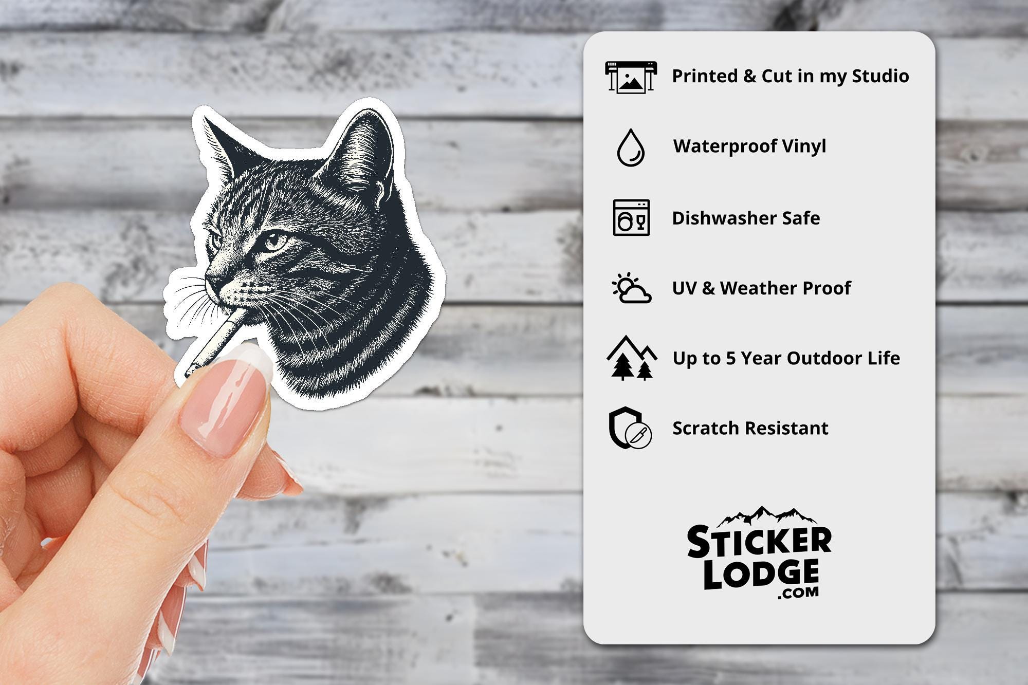 Smoking Cat Vinyl Sticker