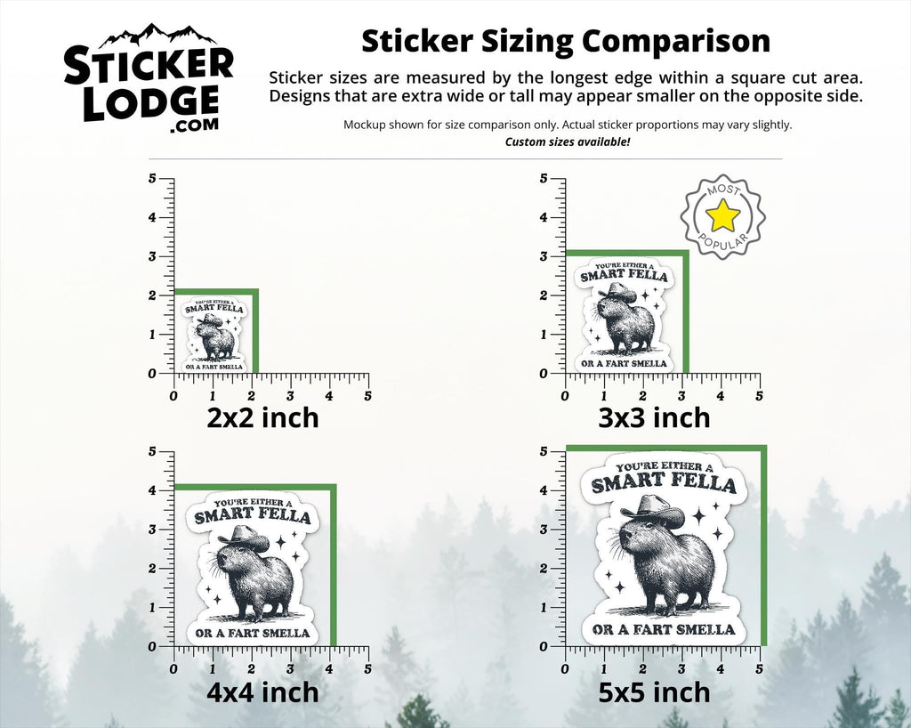 You're Either a Smart Fella or Fart Smella Capybara Vinyl Sticker