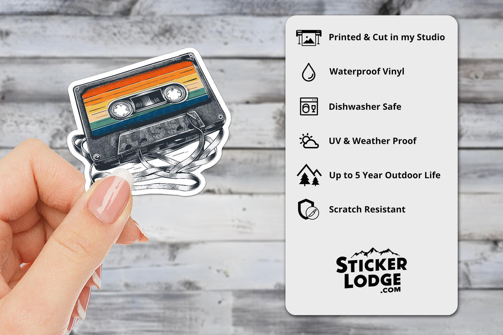 Vintage 80s Cassette Tape Vinyl Sticker