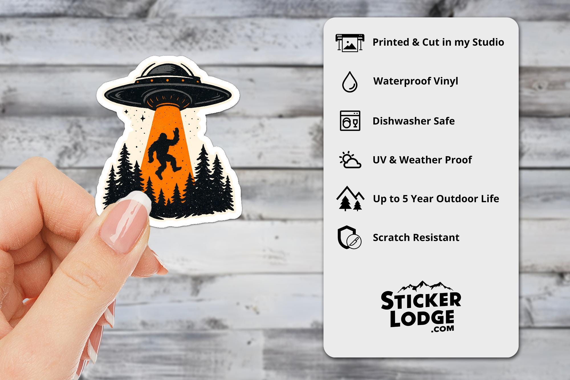 Alien UFO Bigfoot Vinyl Sticker
