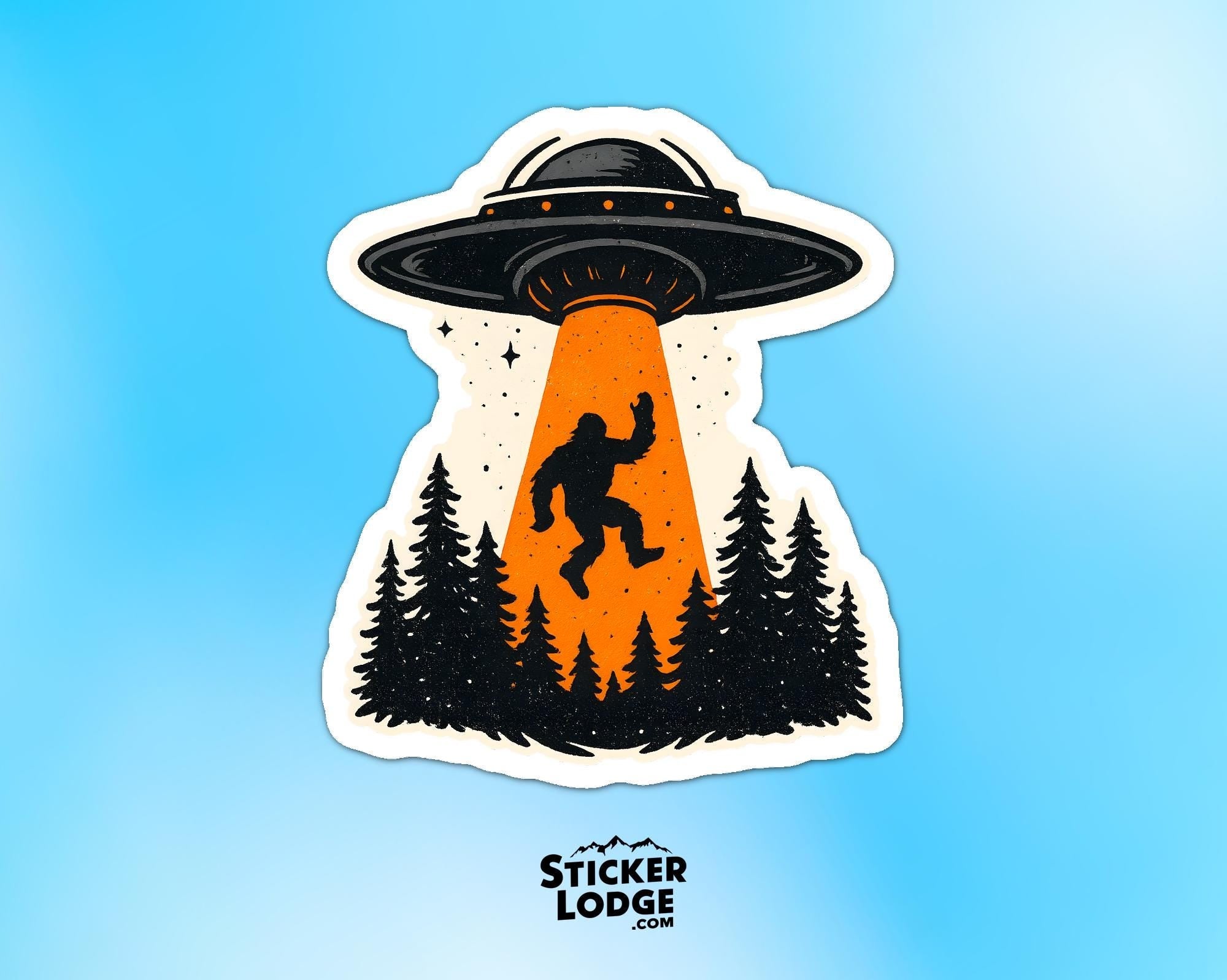Alien UFO Bigfoot Vinyl Sticker