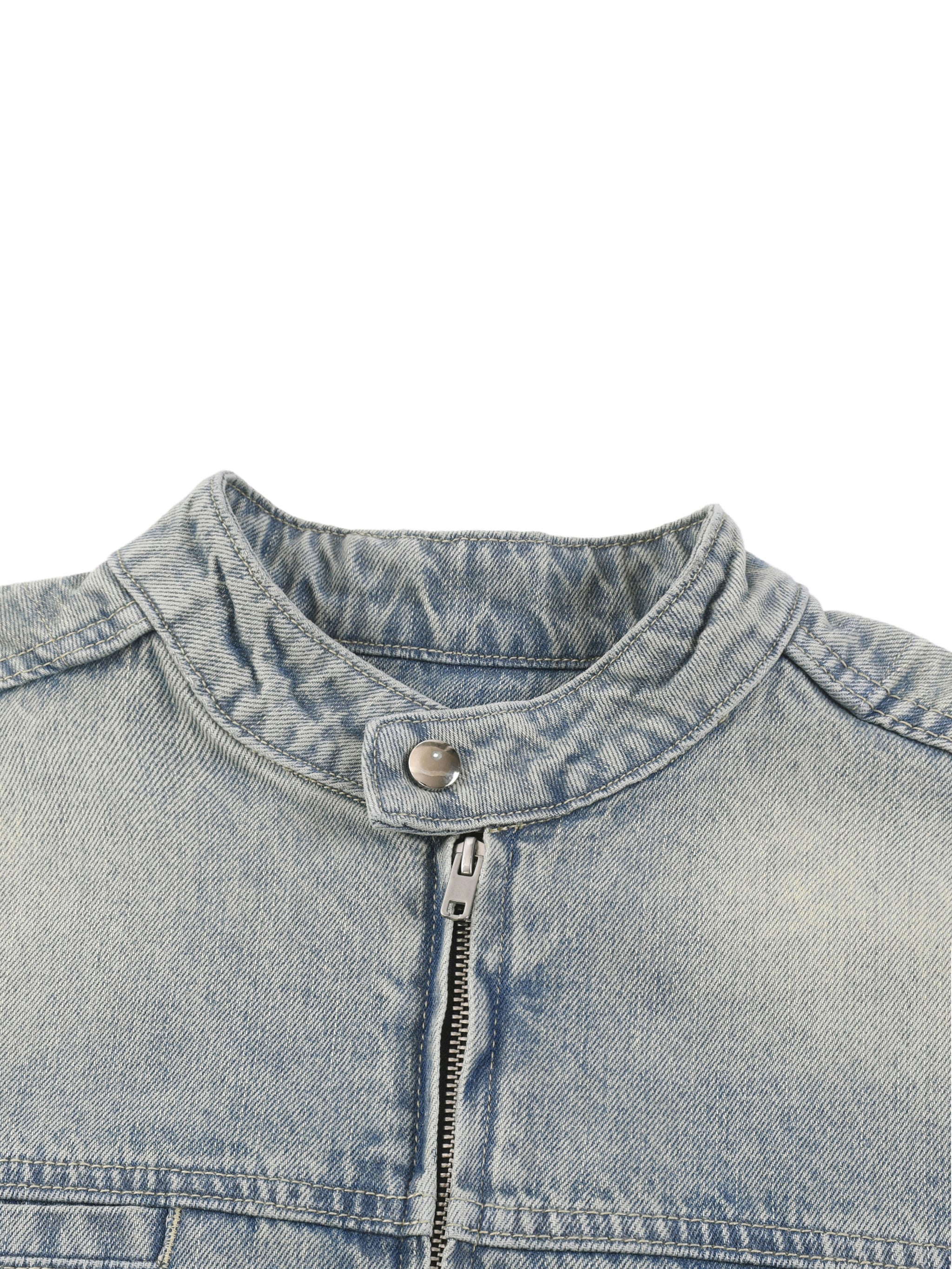 Vintage Wash Zip Denim Jacket