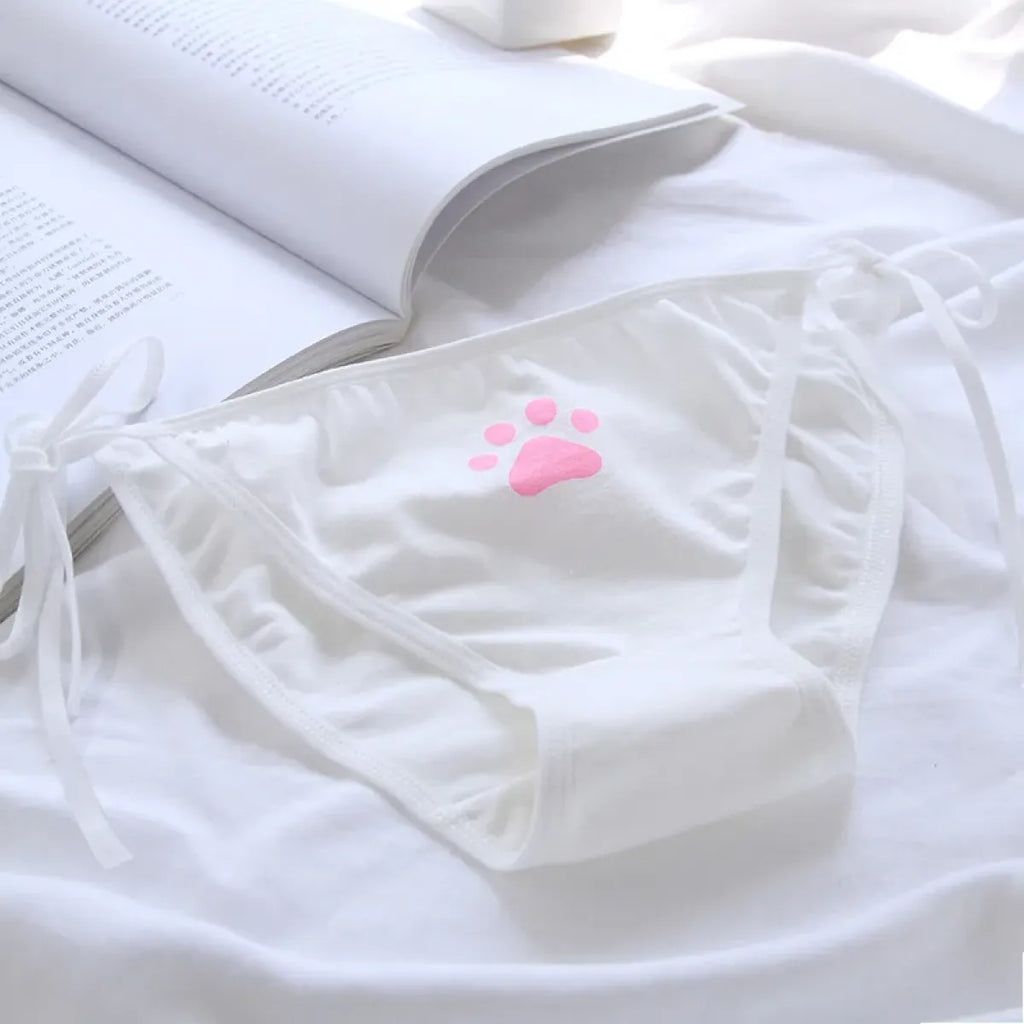 Cat Paw Tie-Side Cotton Panties – Kawaii Lolita Lingerie