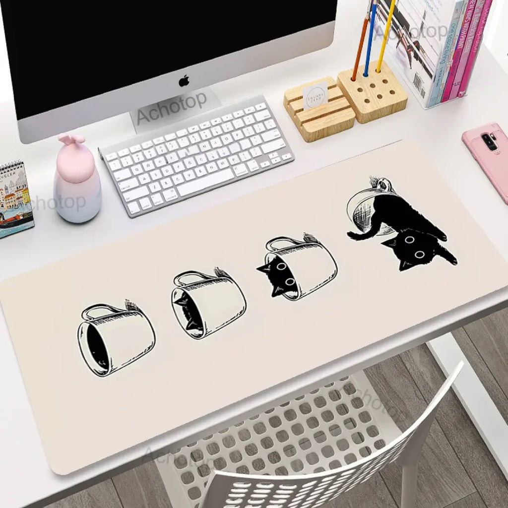 Kawaii Office Desk Mat - Adorned with Cute Cat Designs