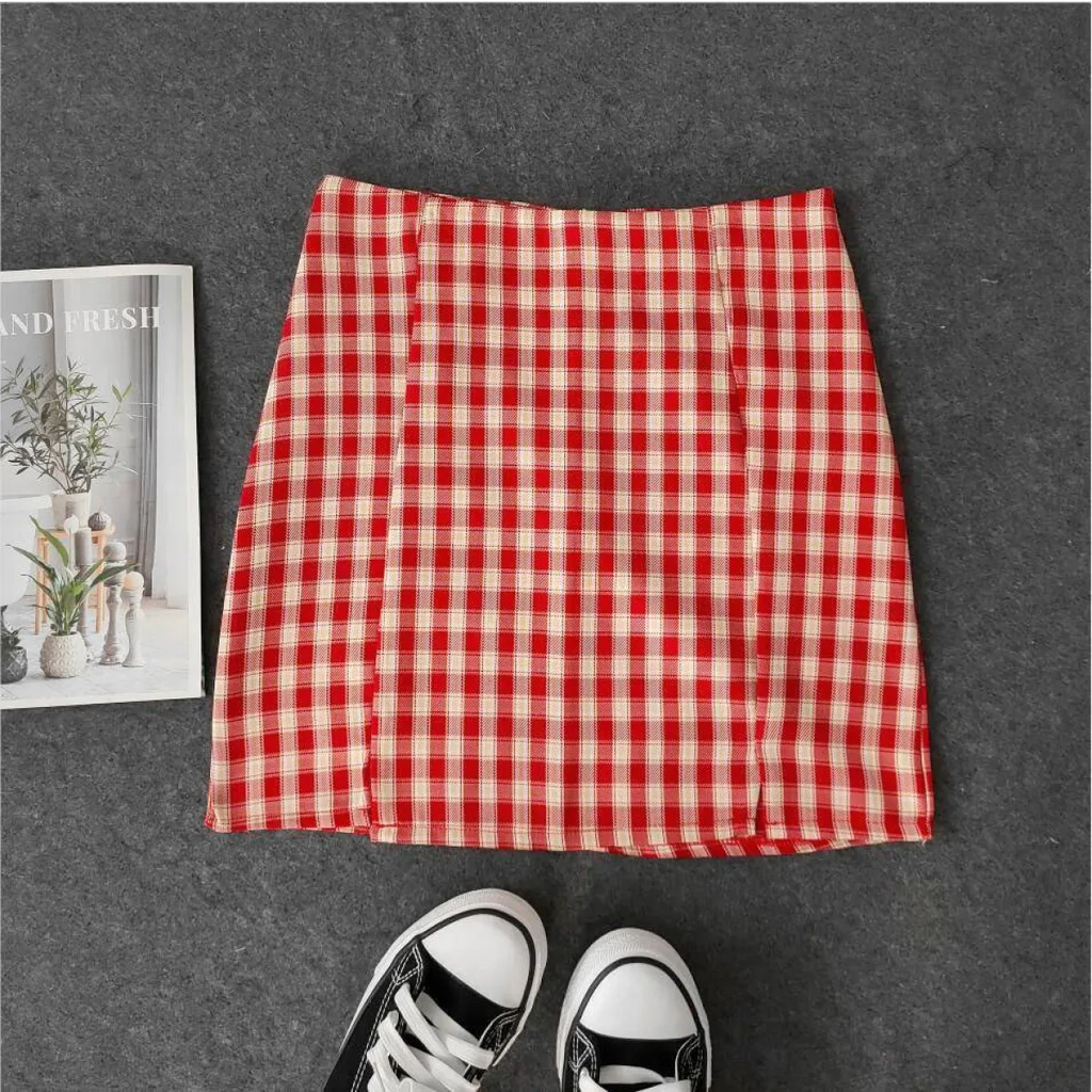 Korean Colored Plaid Skirt
