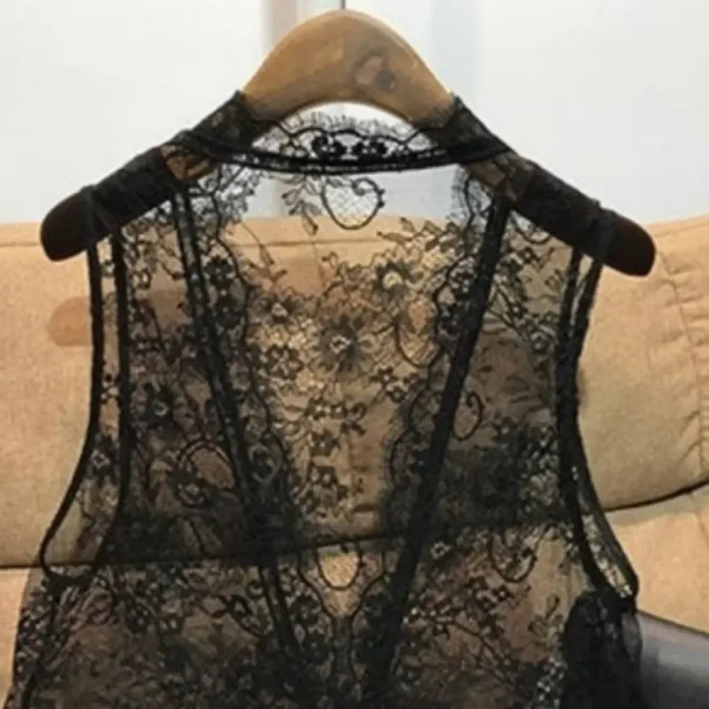 Lace Patchwork Peplum Vest – Elegant Gothic Lolita Sleeveless Top