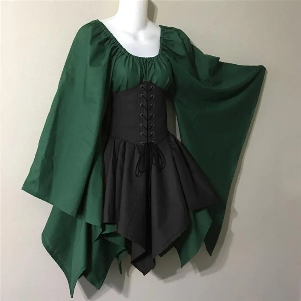 Medieval Renaissance Dress – Full Sleeve Costume with Corset
