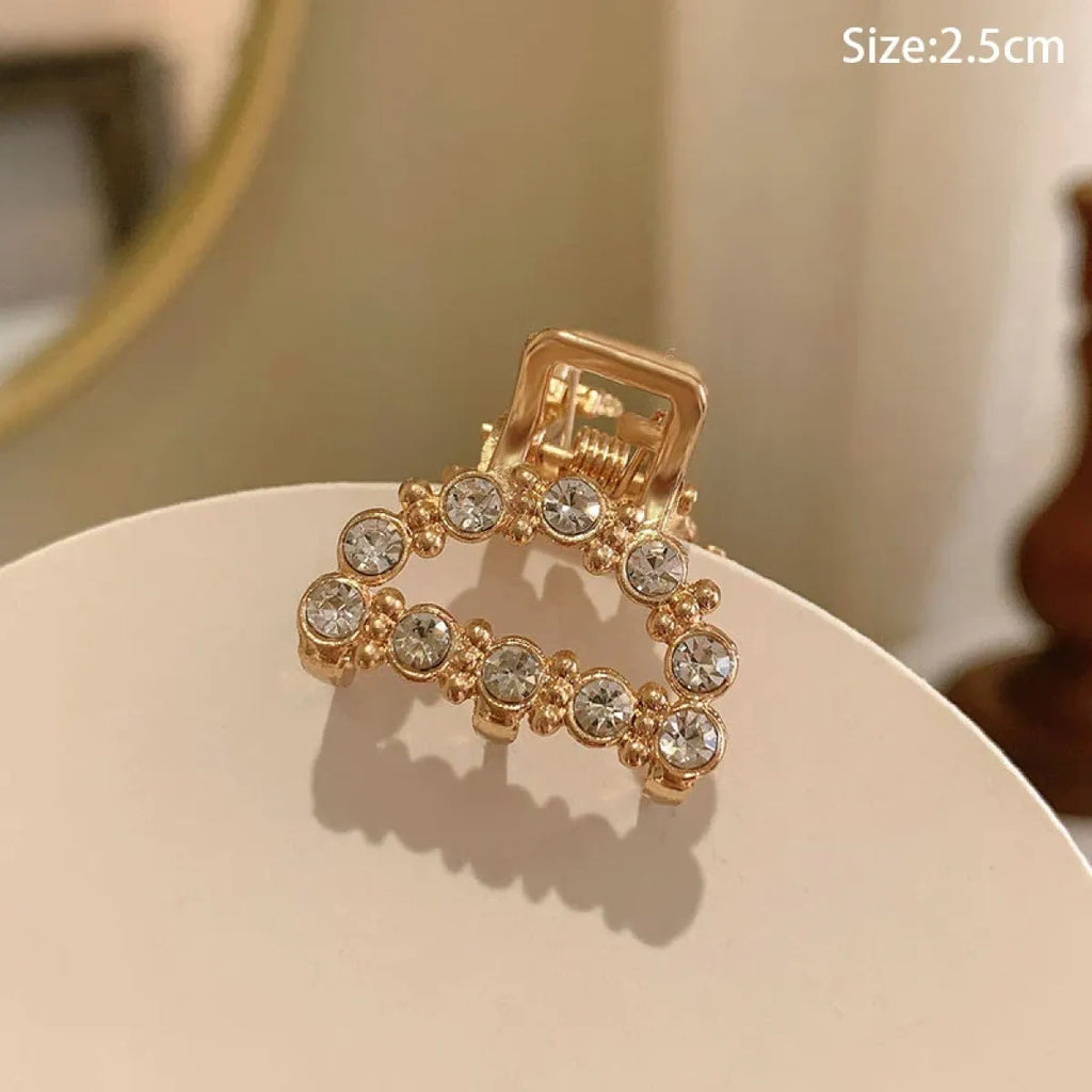Gold Pearl Rhinestone Mini Hair Clip