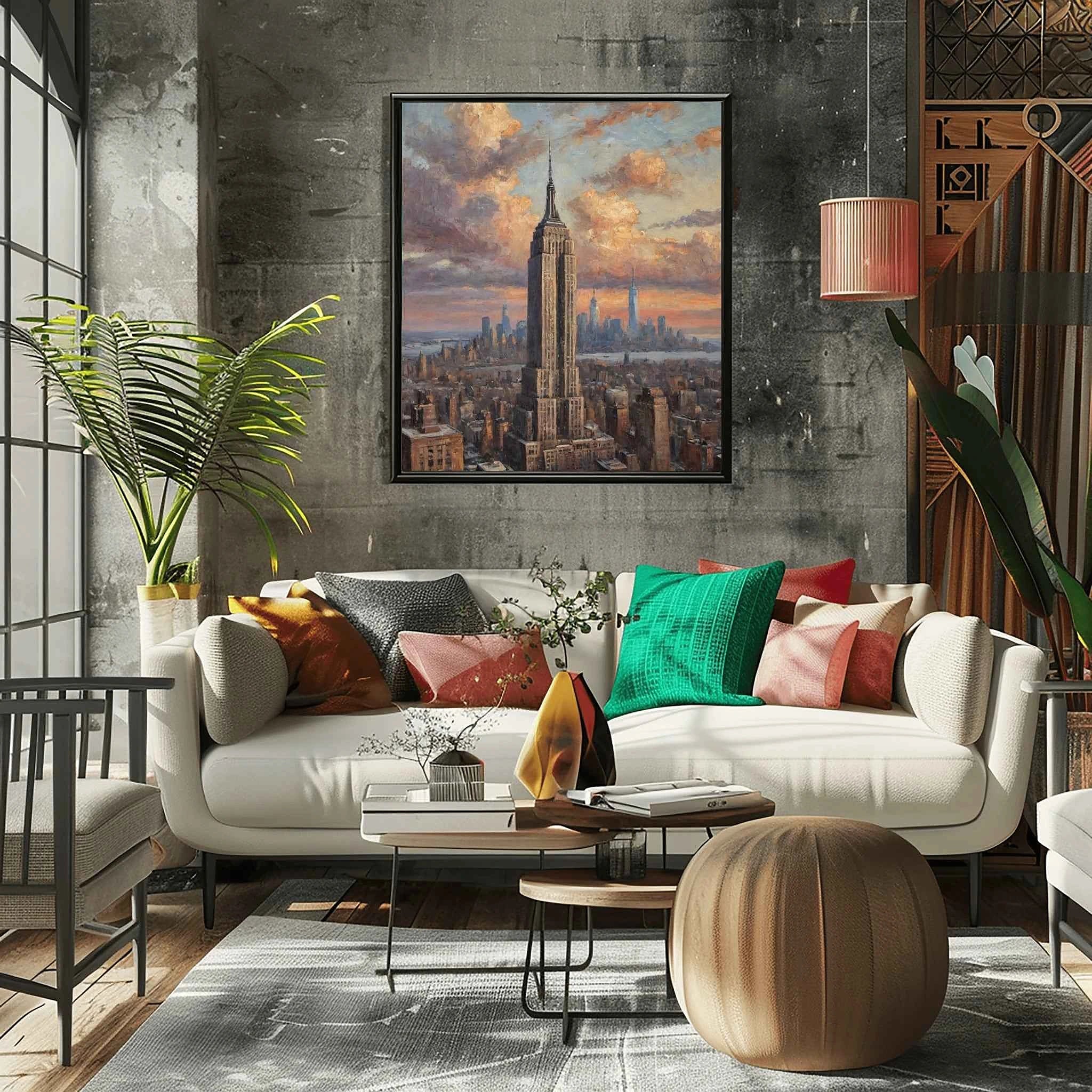 Empire State Sunset: Manhattan Golden Hour & Iconic Cityscape Oil Painting