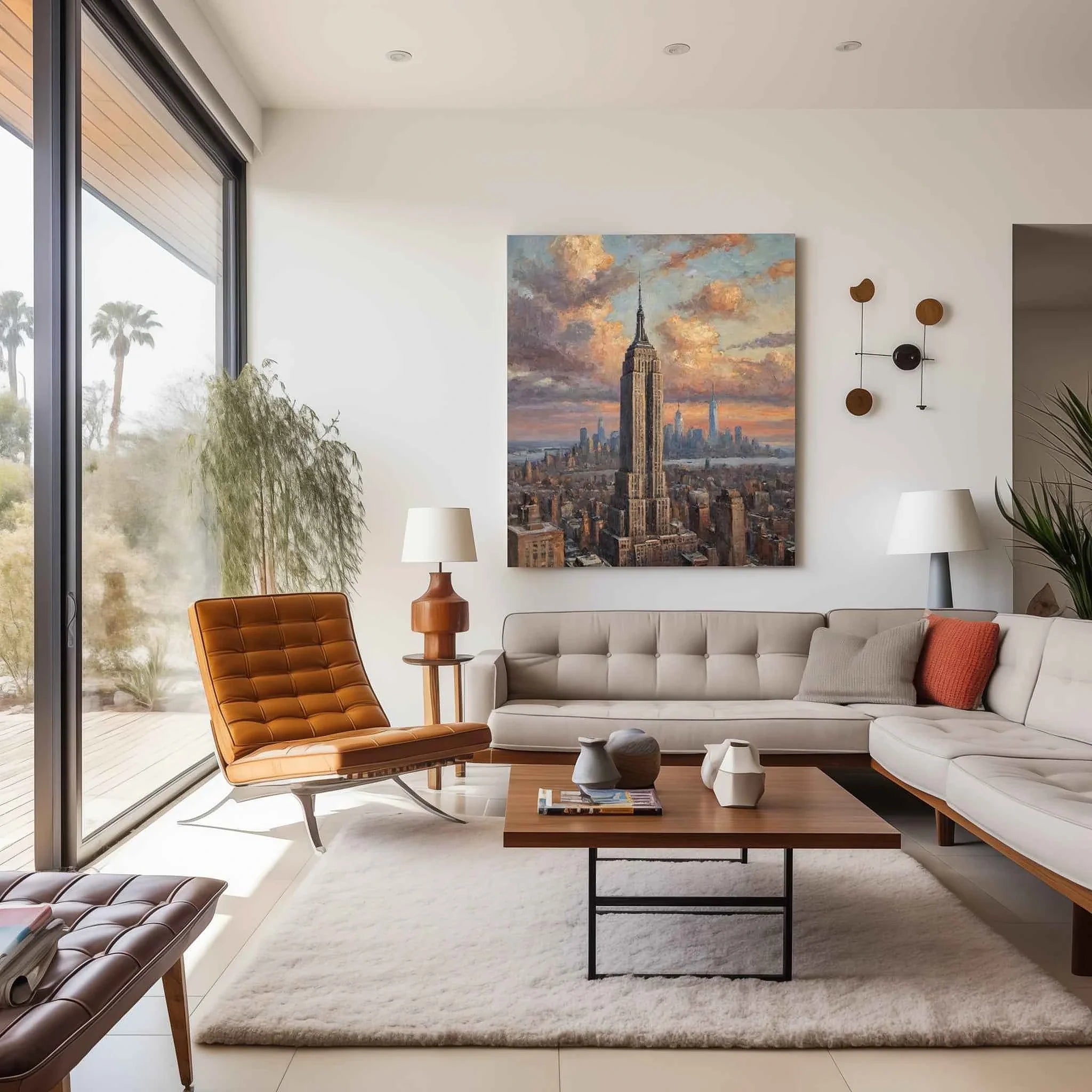 Empire State Sunset: Manhattan Golden Hour & Iconic Cityscape Oil Painting