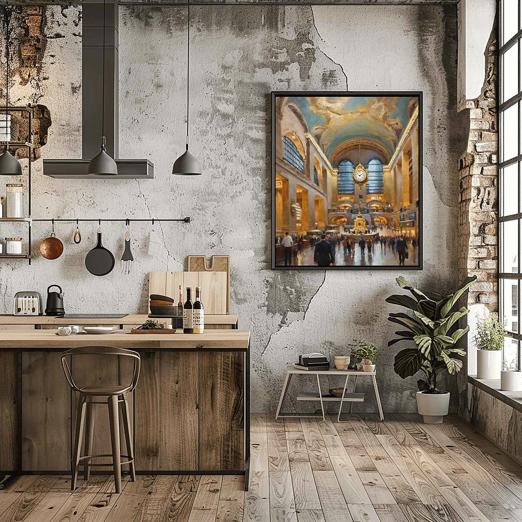 Grand Central Glory: Iconic NYC Terminal & Celestial Ceiling Oil Painting