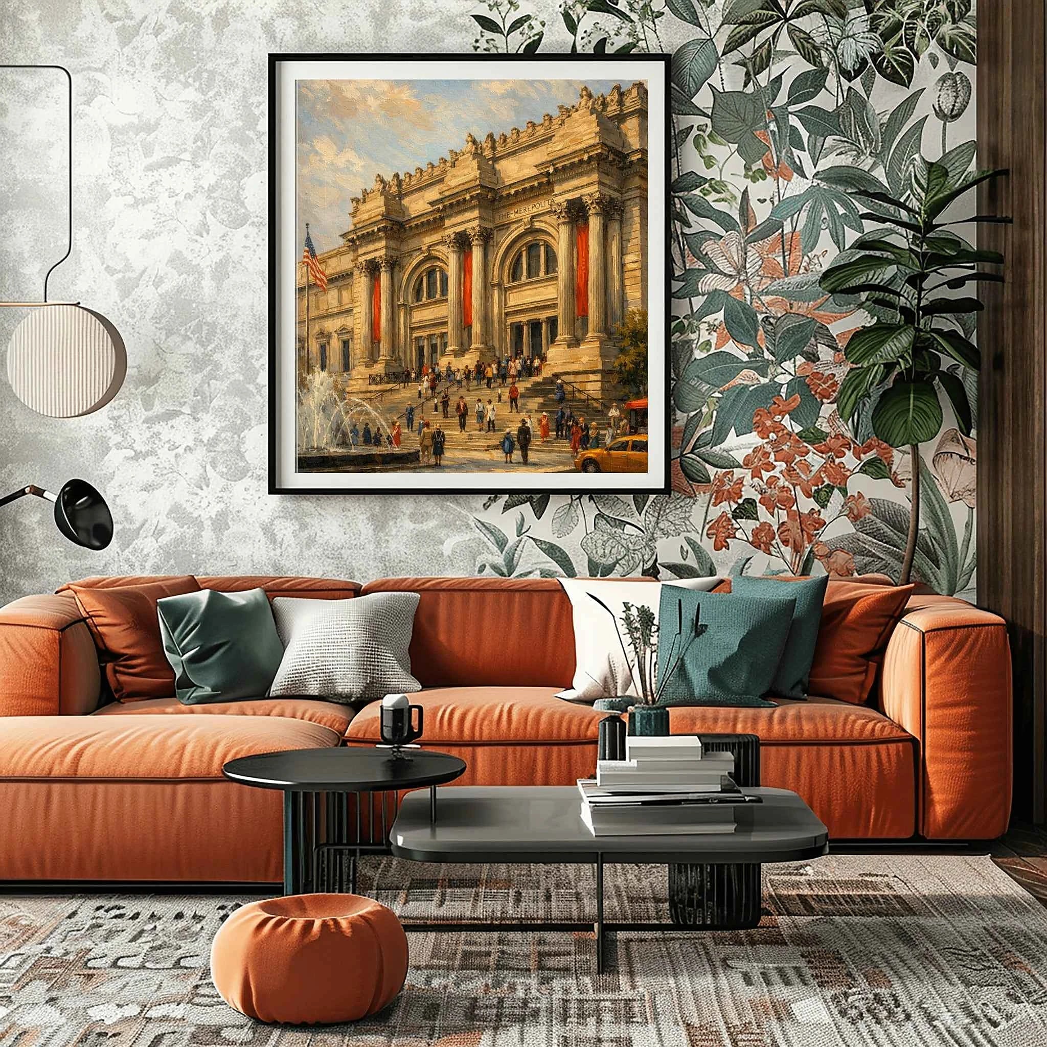 Metropolitan Elegance: Iconic Museum Entrance & NYC Culture Oil Painting