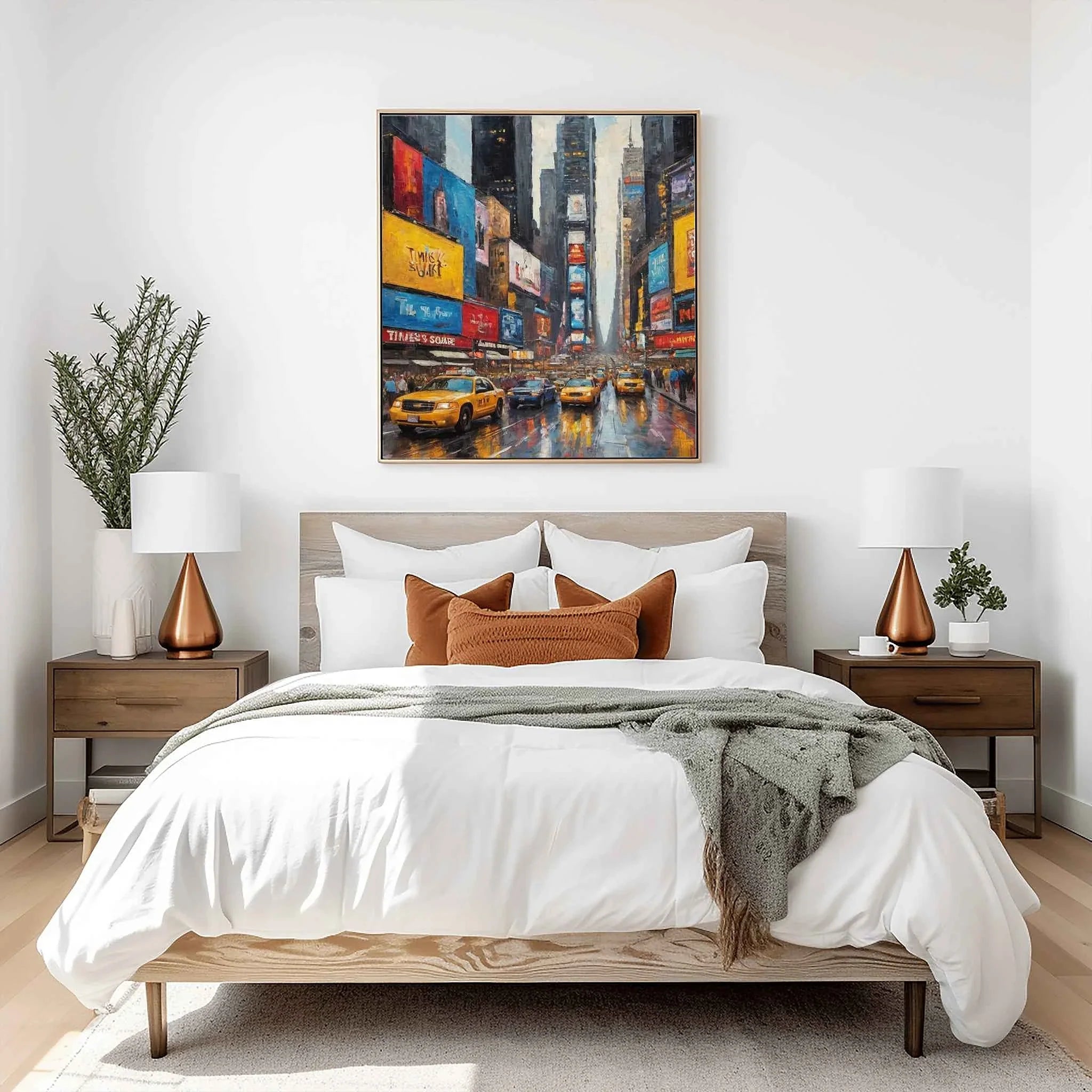 Times Square Pulse: Iconic NYC Neon Lights & Busy City Streets Oil Painting