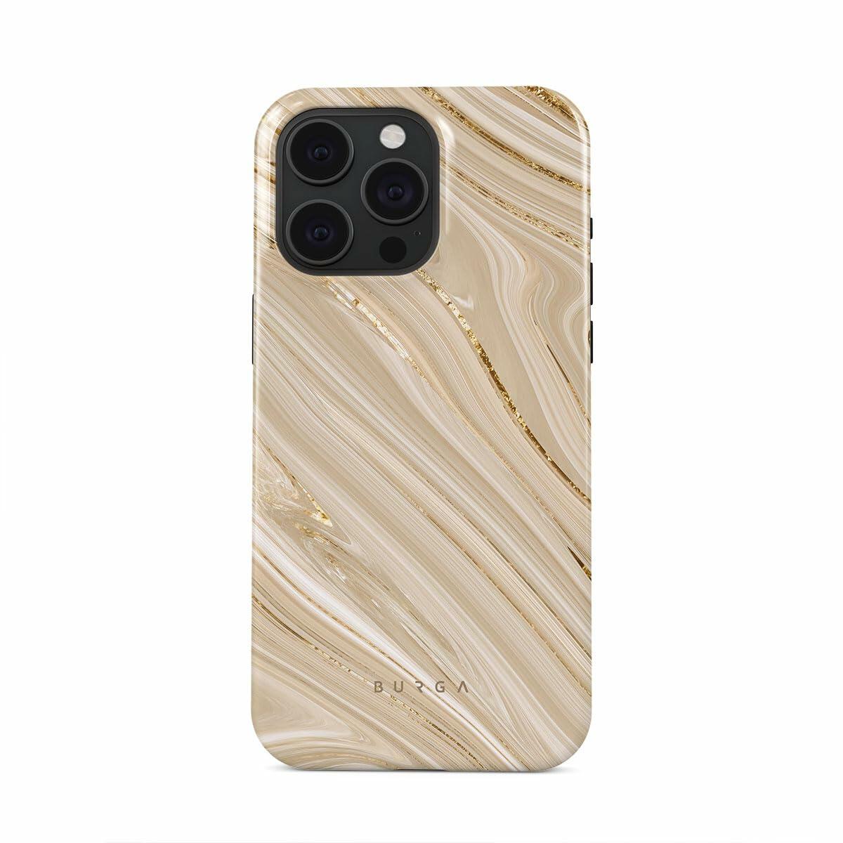 BURGA iPhone 15 Pro Max Case Nude Glitter Marble - Cute, Trendy, New