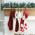 Geyoga 6 Pcs Dog Christmas Stocking Red White Knitted 18in Large Set