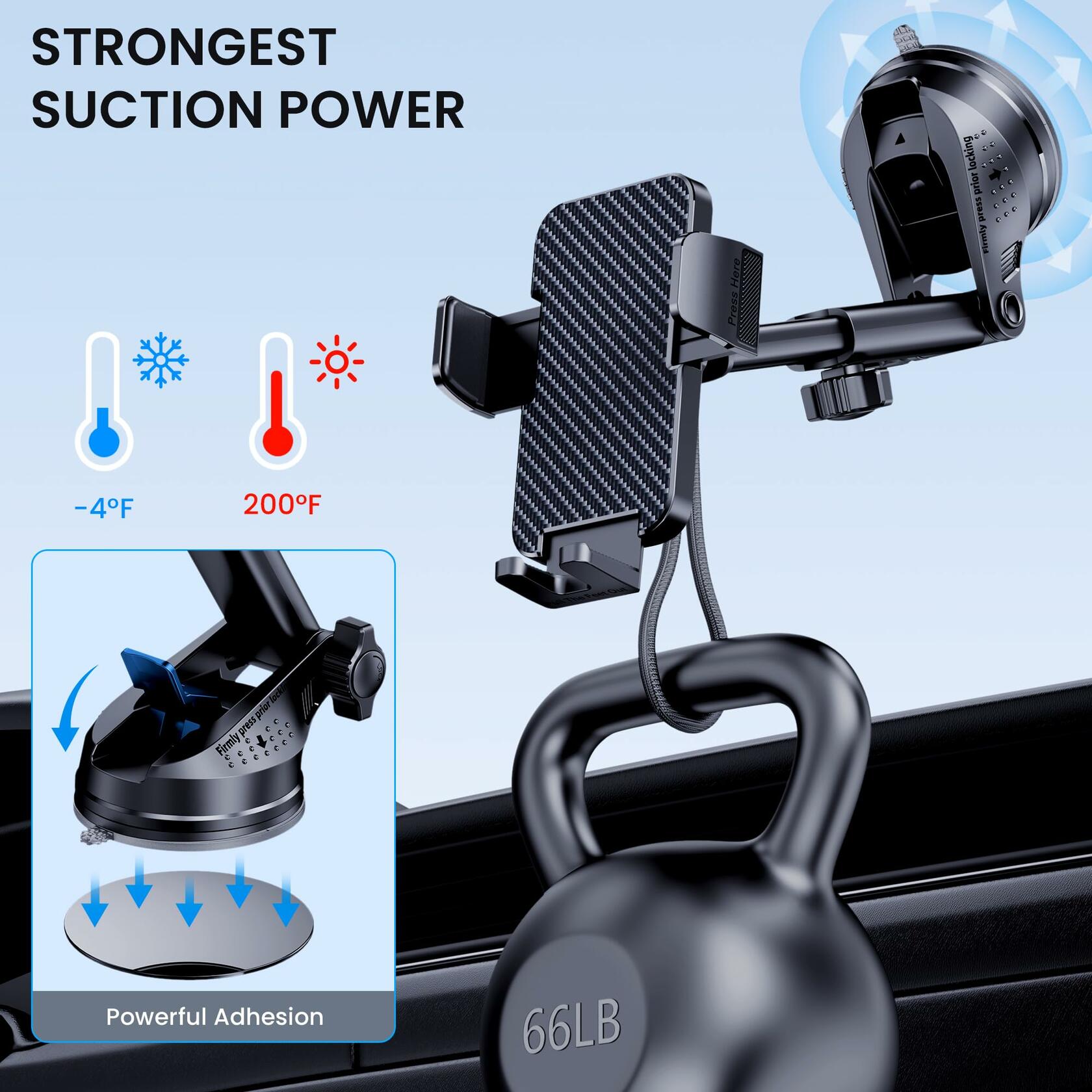 BIVGAZA Military-Grade Car Phone Holder Universal Thick Case Friendly Black