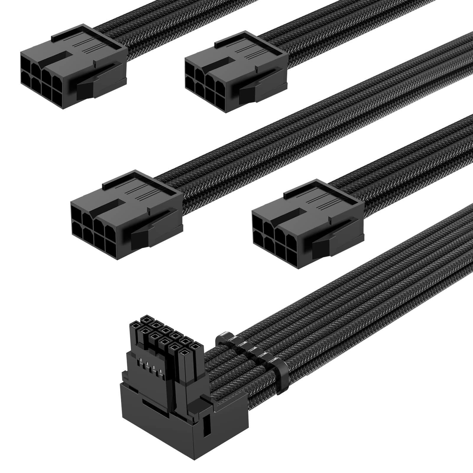 SYBECHATF RTX 4090 16Pin to 4x8Pin PCI-E 5.0 Sleeved Cable 14in Black