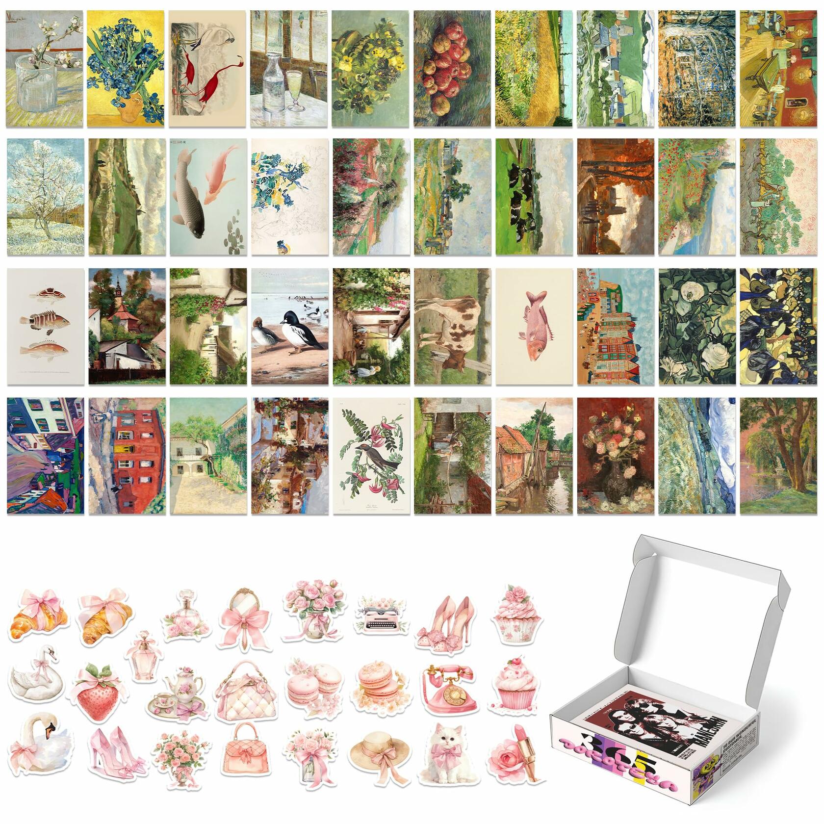 365DoRoTeYa Vintage Eclectic Wall Art Prints 40PCS Colorful Maximalist Decor
