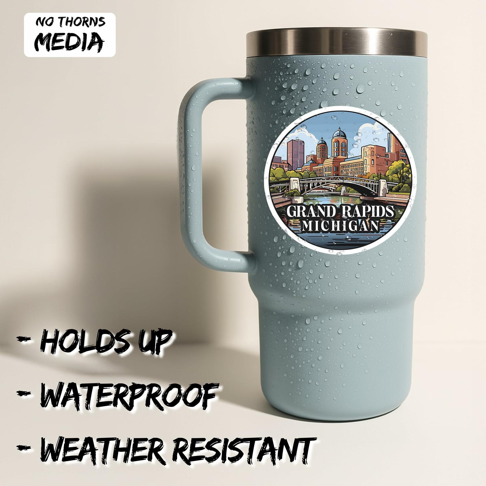 Grand Rapids Michigan 4in Waterproof Vinyl Sticker Decal Durable Aesthetic