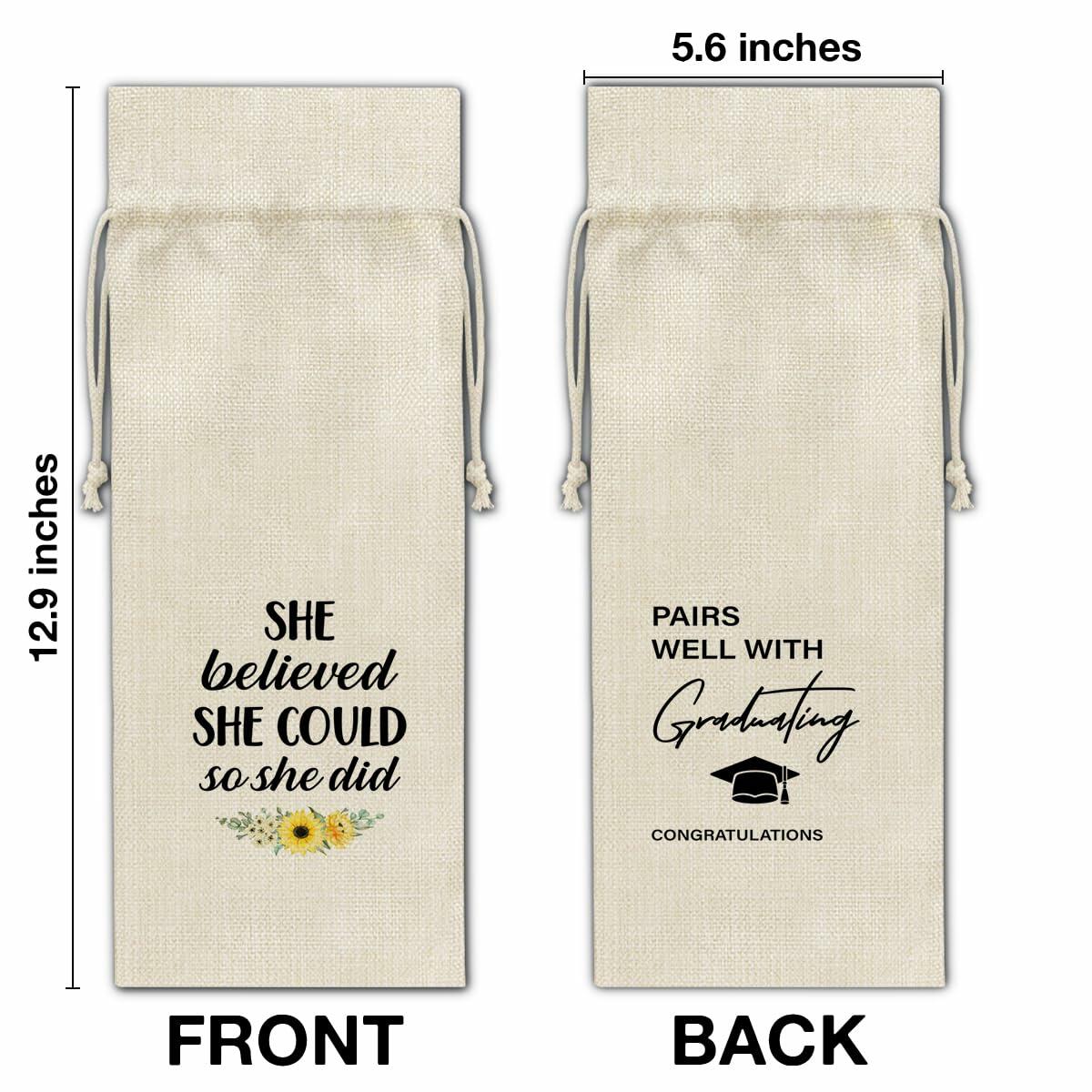 Graduation Wine Gift Bags for Women Daughter Sister Granddaughter 2 Pcs