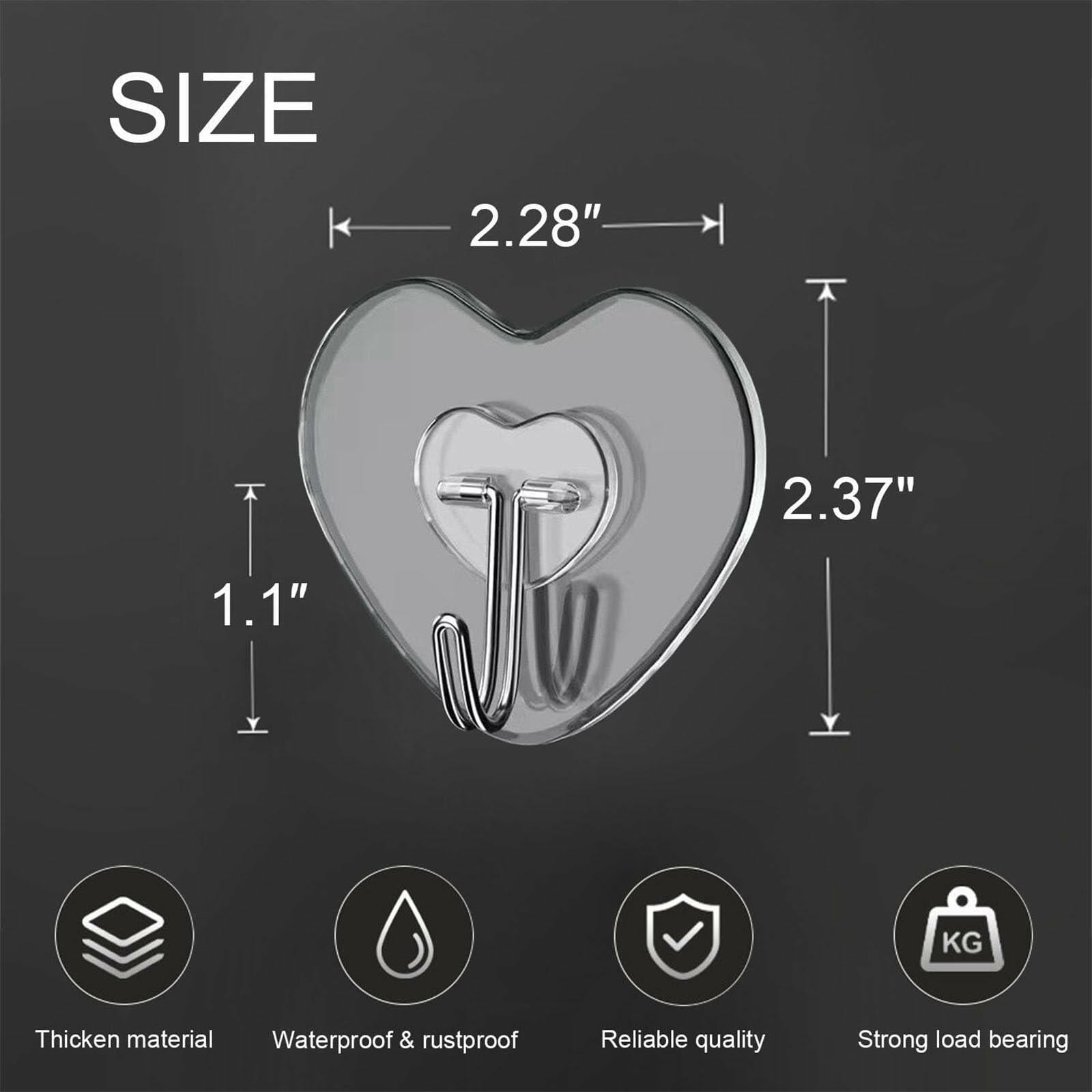 TocTen Adhesive Hooks 12 Pack Heavy Duty Clear Waterproof 30lb Max Load