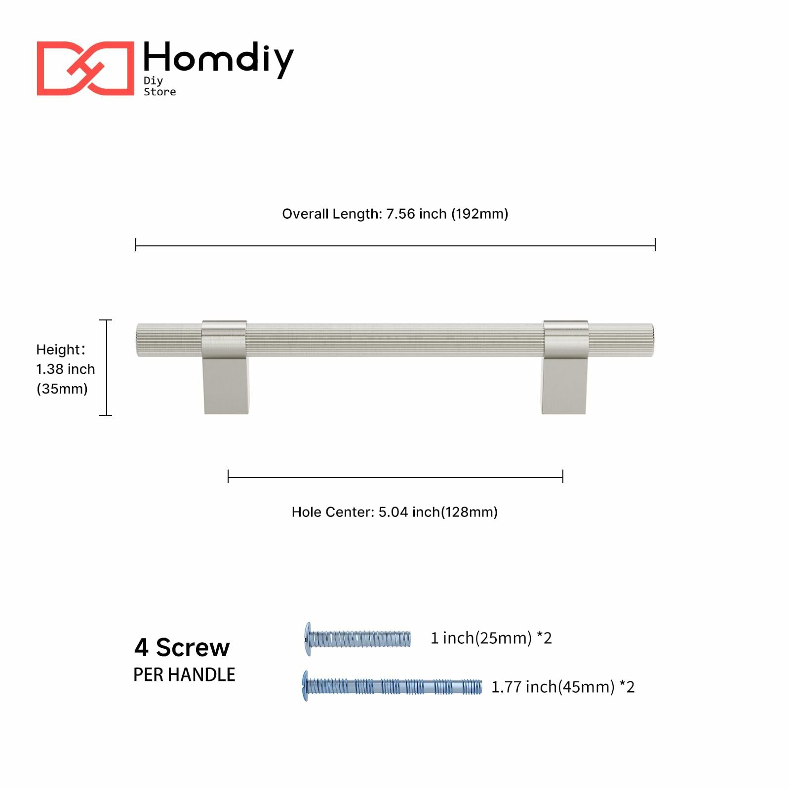 homdiy 15 Pack Brushed Nickel Cabinet Handles 128mm T Bar Silver