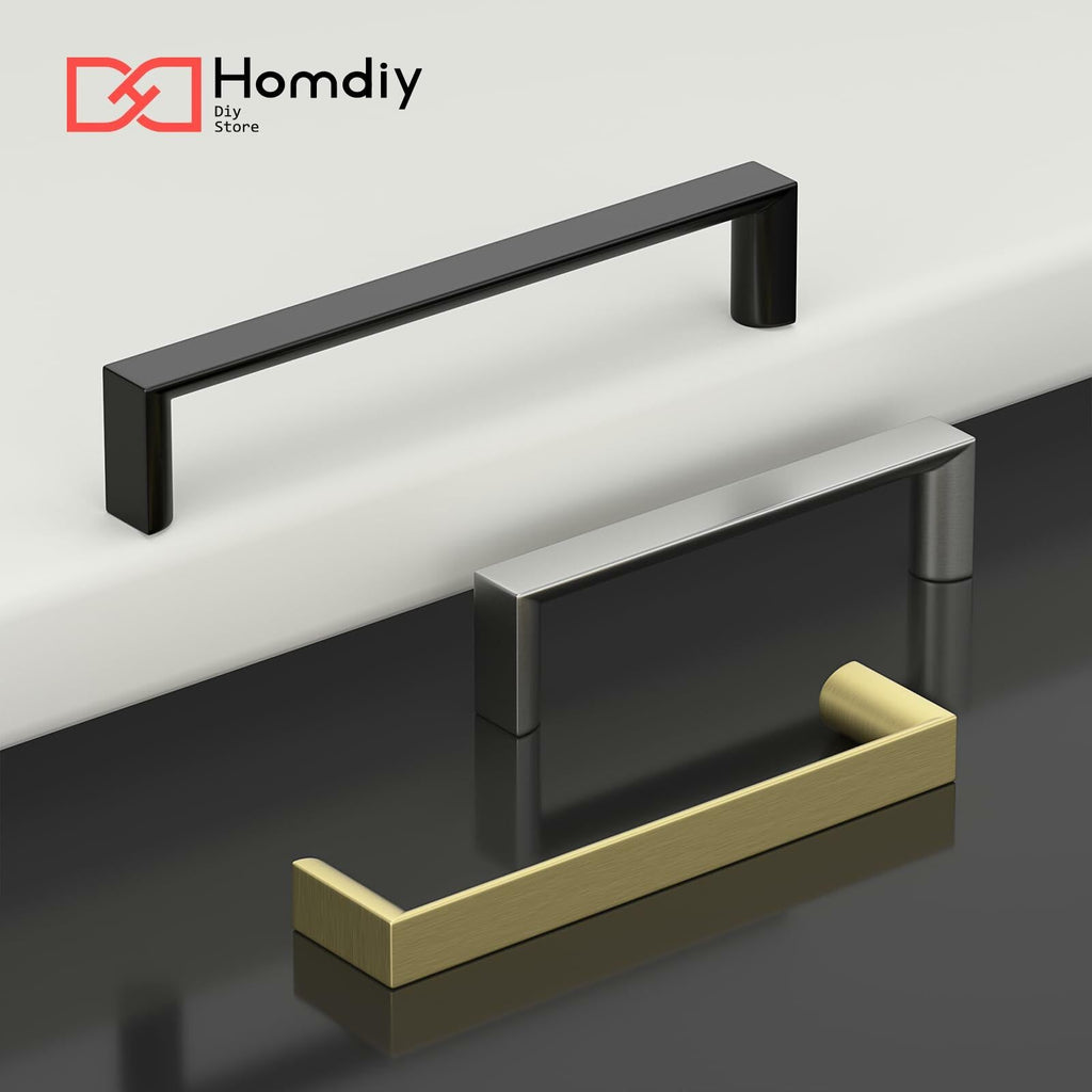homdiy 10Pack 5in Matte Black Cabinet Handles 128mm Hole Centers