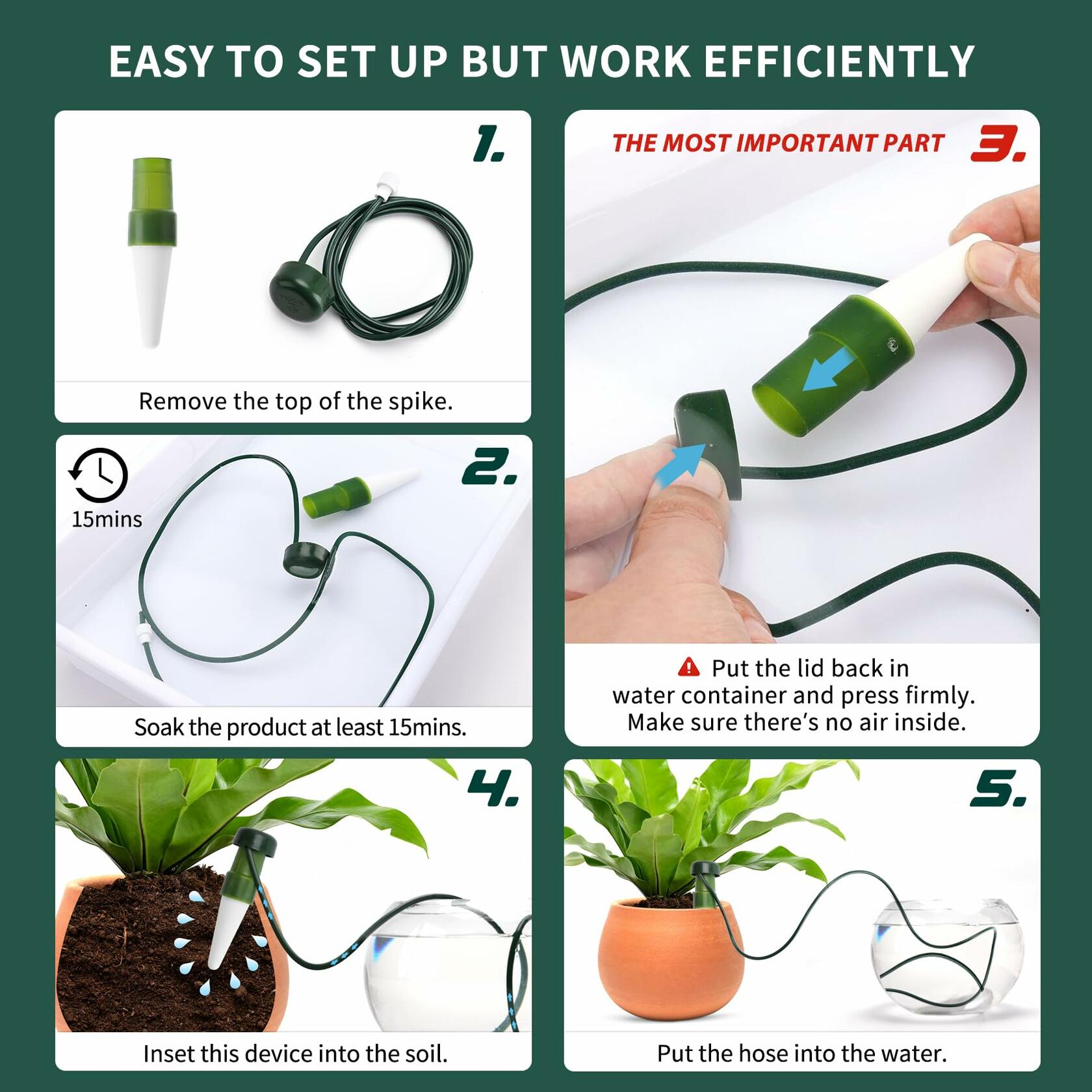 BYDOLL Plant Self-Watering Stakes Automatic Drip Irrigation System 10 Pack