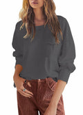 SENSERISE Womens Crewneck Sweatshirt Long Sleeve Pockets Green Size M
