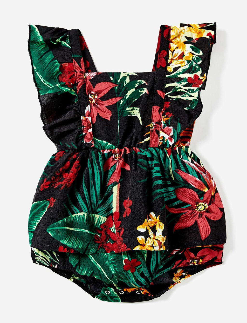 PATPAT Baby Girl Tropical Floral Romper Dress Green Size 12-18M