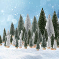 36PCS Bottle Brush Christmas Trees Multi-Size Table Decor with Wood Base