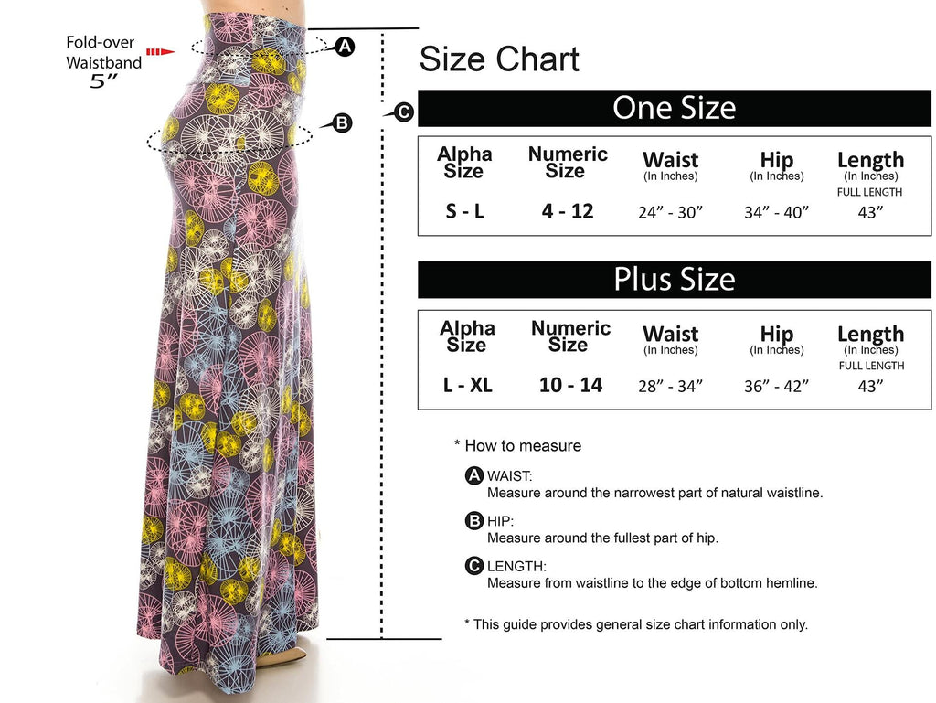 RENESEILLE Women's Long Maxi Skirt High Waist Elastic Waistband OS Size OS