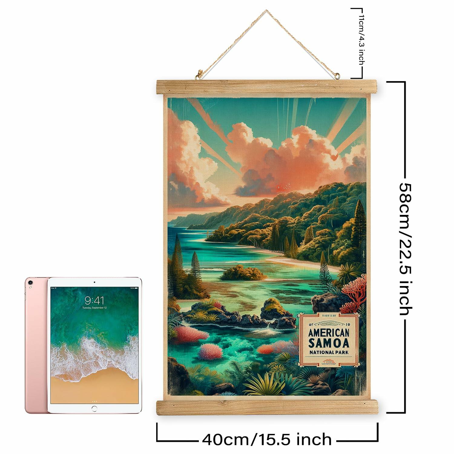 XIAOAIKA American Samoa National Park Travel Poster 16x23 Inches Wooden Frame