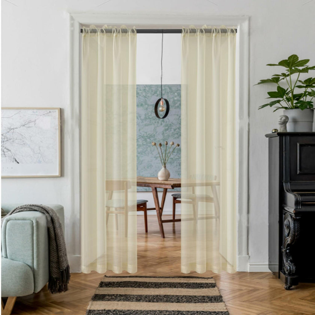 AZRMT Curtains 2 Panels 37x63in Light Filtering Sheer Rod Pocket Soft Beige