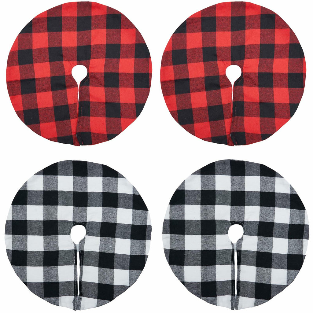4 Pieces Christmas Tree Skirt Decoration 15" Mini Xmas Tree Skirt Set